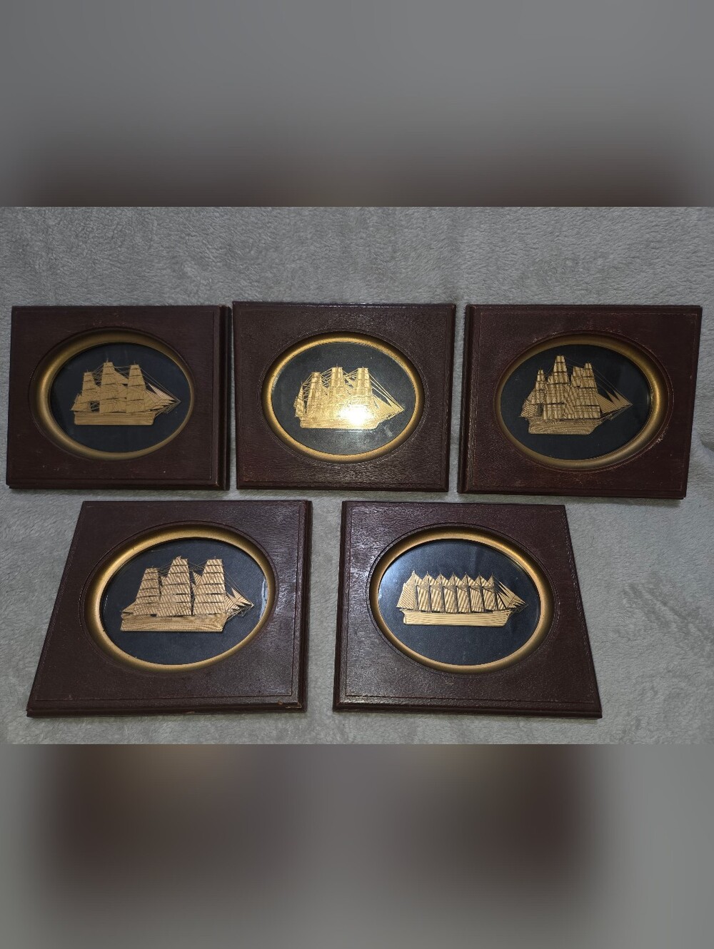 Franklin Mint The Golden Age Of American Sail 24k Gold Overlay Set Of 5